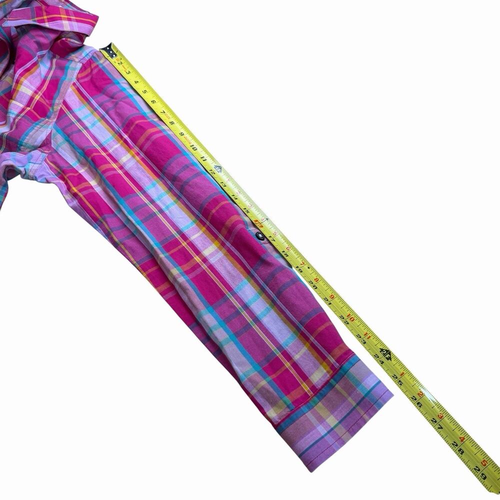 Ellen Orton Plaid Shirt Dress Pink M 74233 Preppy Prep Coastal Beach Colorful - Picture 8 of 13